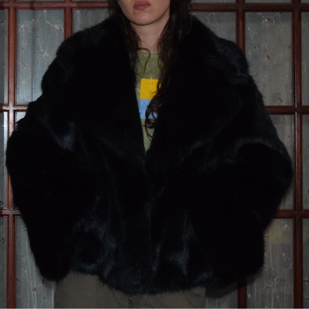 Nili Lotan Black Faux Fur Jacket